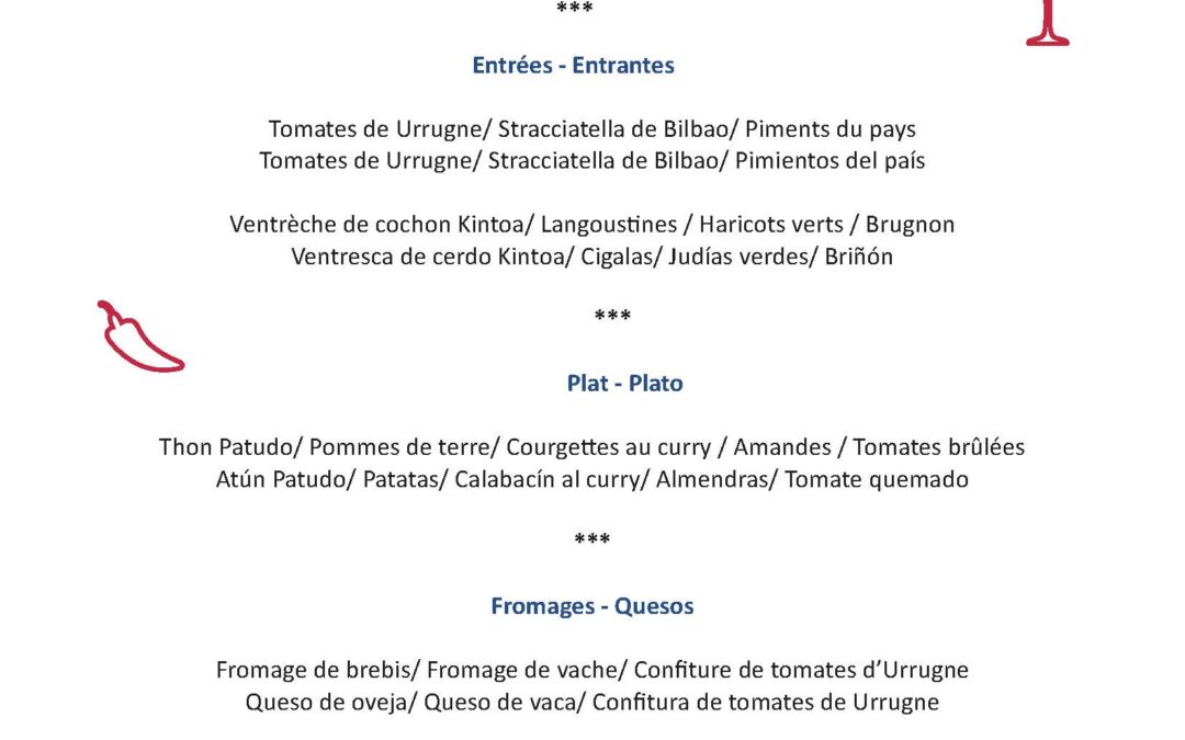 Menu de la fête Basque